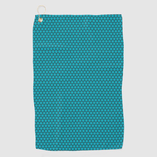 Hexagons auf türkisfarbenem Hintergrund Golfhandtuch (Vorderseite)
