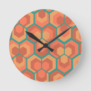 Hexagons Flowers Runde Wanduhr