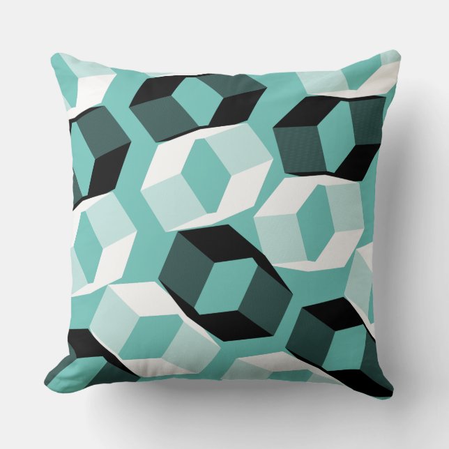 Hexagons mit farblosen Teilen vermischen, auf leic Kissen (Vorderseite)