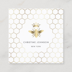 ・Hexagons Queen bee logo Square Business Card Quadratische Visitenkarte