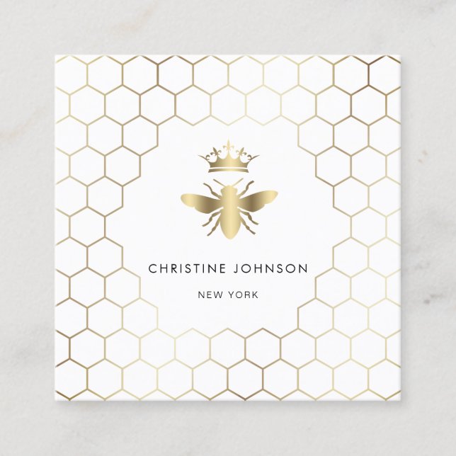 ・Hexagons Queen bee logo Square Business Card Quadratische Visitenkarte (Vorderseite)