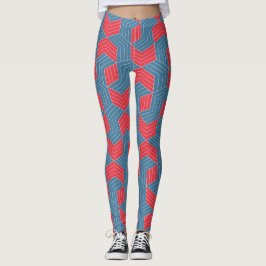 Hexagons Rot-Blau-Minimal-Muster Leggings