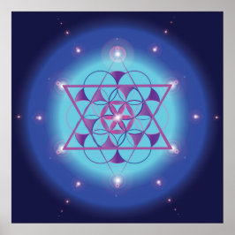 Hexagram, Blume Heilige Geometrie ultra violett bl Poster