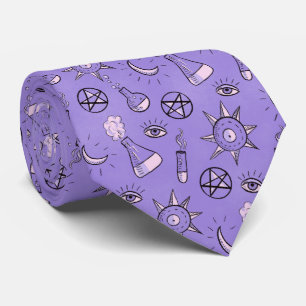 Hexchy-Alchemy-Symbole Lila Halloween Krawatte