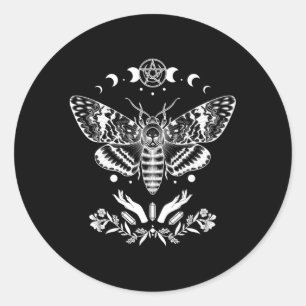 Hexchy Ästhetik Mystic Death Hawk Moth Wiccan Moo Runder Aufkleber