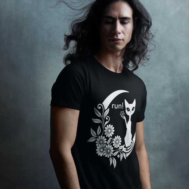 Hexchy Crescent Moon Goth Ästhetische Katze T-Shirt (men's witch witchy t-shirt cat moon)