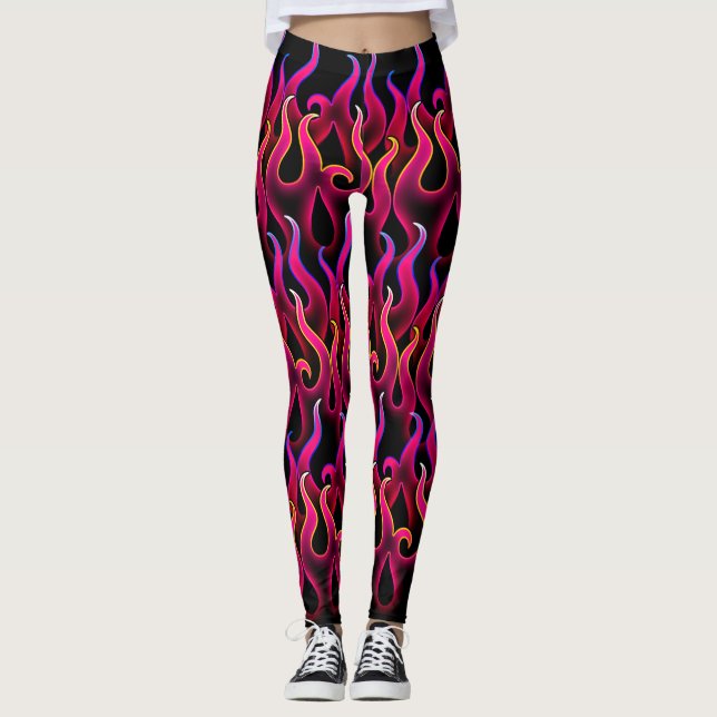 Hexchy Devilish Pink Fire Flames Leggings (Vorderseite)