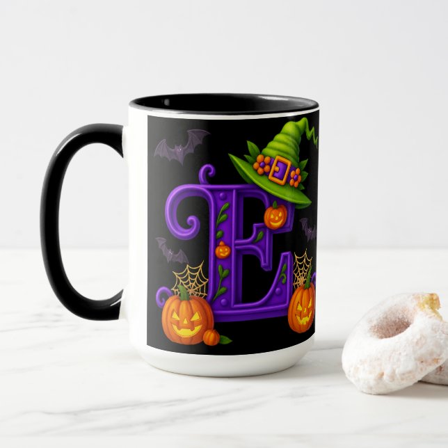 Hexchy Halloween Initial "E"-Tasse Tasse (Mit Donut)