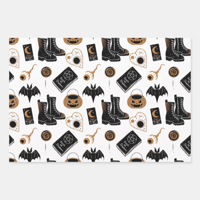 Hexchy Halloween Wrapping Paper Geschenkpapier Set (Vorderseite)