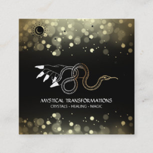 *~* Hexchy Hand Gold Schlange Moon Magic Boho Blac Quadratische Visitenkarte