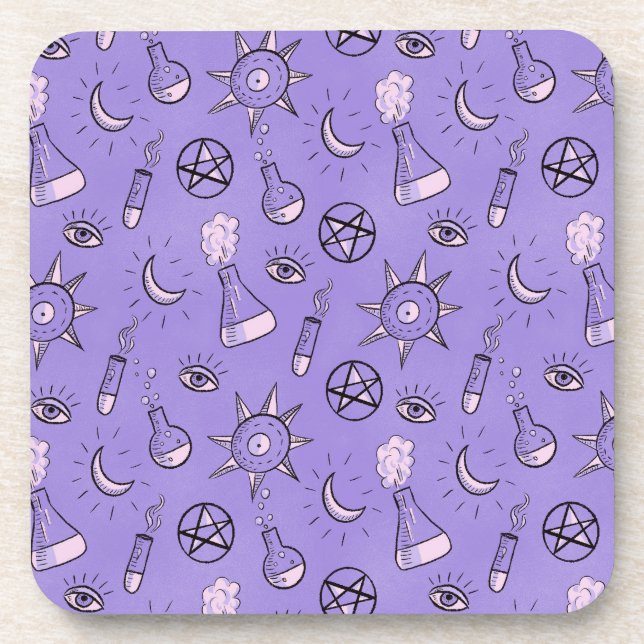 Hexchy Occult Symbols Pattern - Mystical Magic Getränkeuntersetzer (Vorderseite)