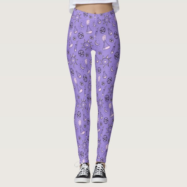 Hexchy Occult Symbols Pattern - Mystical Magic Leggings (Vorderseite)