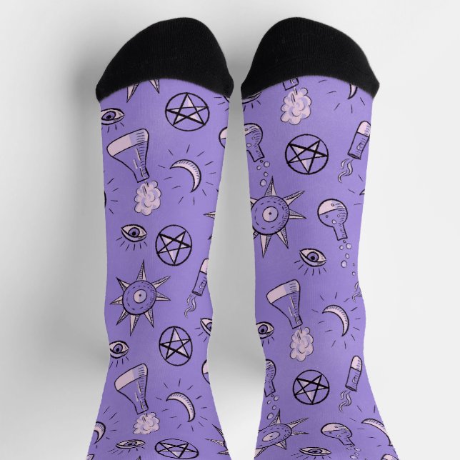 Hexchy Occult Symbols Pattern - Mystical Magic Socken (Oben)