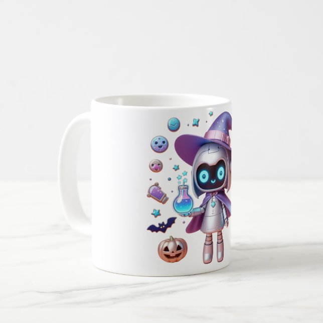 Hexchy Robot Magic Tasse - Niedliche Halloween-Sci (Vorderseite Links)