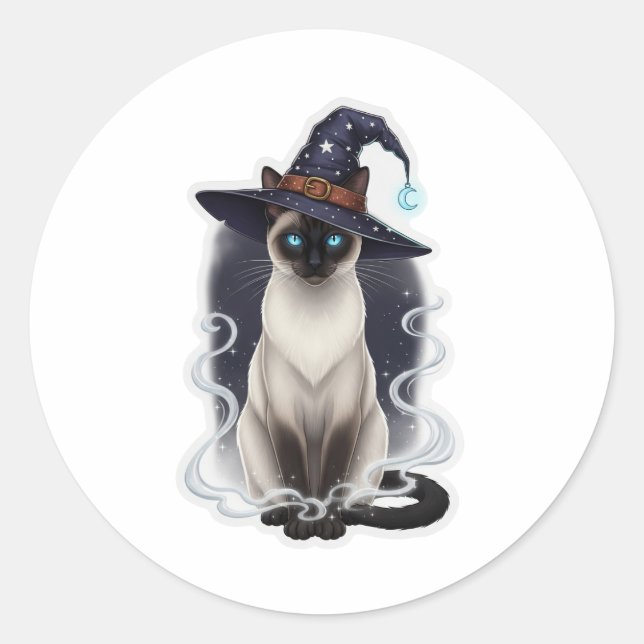 Hexchy Siamese - Halloween Sleek Cat Runder Aufkleber (Vorderseite)