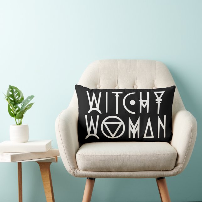 Hexchy Woman Halloween Goth Décor Hexe Lendenkissen (Stuhl )