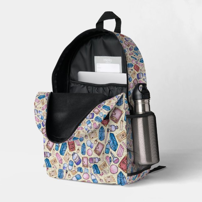 Hexchy-Wonders-Backpack #3 Bedruckter Rucksack (Rückseitige Ecke links (Offen) )