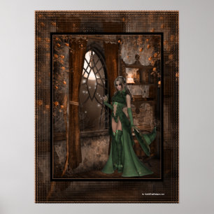 Hexe am Fenster :: Halloween-Design Poster