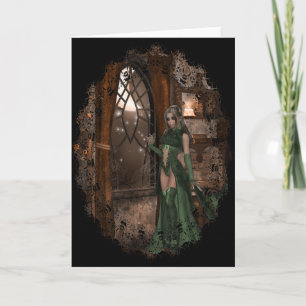 Hexe am Fenster :: Halloween Designs Karte