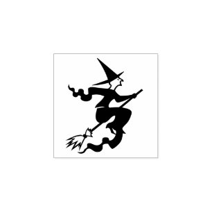 Hexe auf Besen-Halloween-Dekor-Gewohnheit Gummistempel