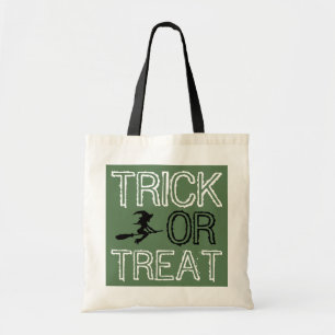 Hexe auf Besen, Halloween Tragetasche