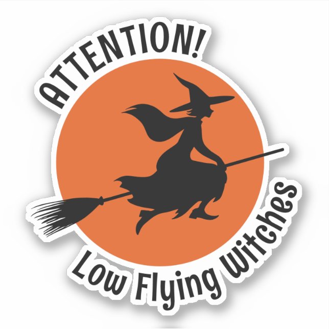 Hexe auf Broom Aufkleber (Vorderseite)