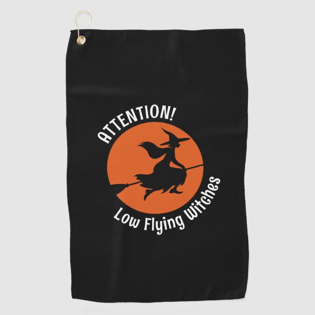 Hexe auf Broom Golfhandtuch (Vorderseite)