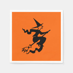 Hexe auf Broomstick Halloween 4Nellie Serviette