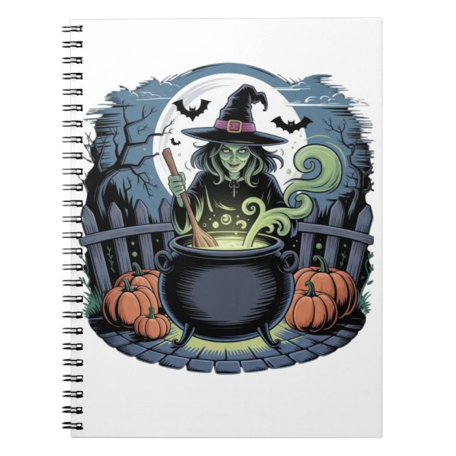 Hexe auf dem Cauldron-Notebook Notizblock (Vorderseite)