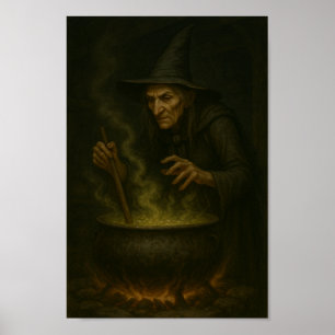Hexe auf der Cauldron-Stirring Up Magic und Mayhem Poster