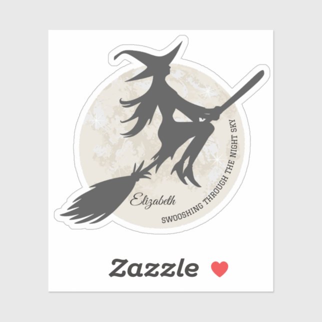 Hexe auf einem Besenstiel Aufkleber (Blatt)