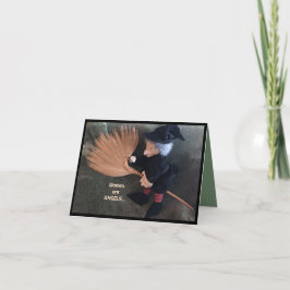 Hexe auf einem Broom Humorvoll Karte