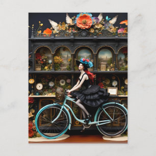 Hexe auf einem Fahrrad Postkarte