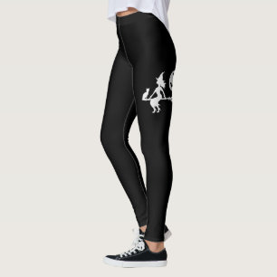 Hexe auf einem schwarzen und weißen Halloween Leggings