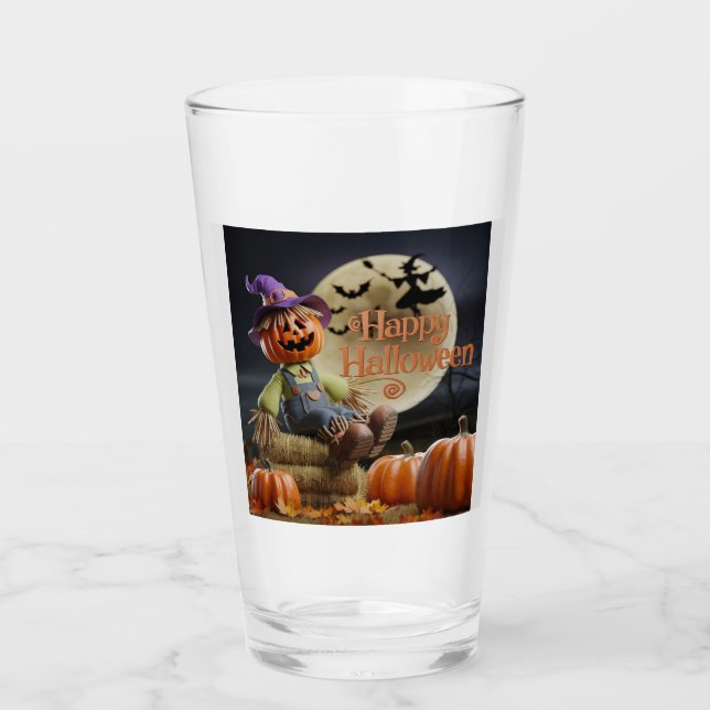 Hexe auf einer Broomstick-Tasse Glas (Vorderseite)