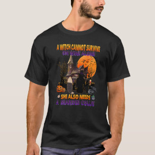 Hexe auf Wein Sie braucht einen bearded Collie Hun T-Shirt