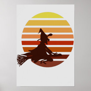 Hexe bei Sonnenuntergang Poster