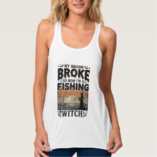 Hexe beim Angeln Halloween Vintage Vektordesign_1 Tank Top