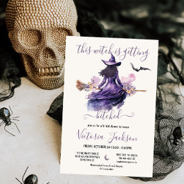 Hexe bekommt Hitched Halloween-Brautparty Einladung