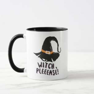Hexe Bitte Hexen hat schwarz und weiß Halloween Tasse
