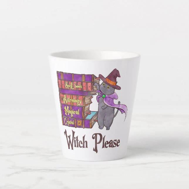 Hexe bitte - Hexenkatze Milchtasse (Vorderseite)