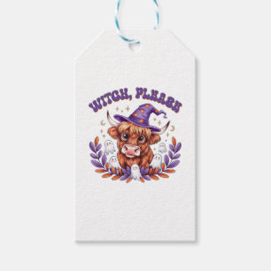 Hexe bitte Highland Cow Halloween Geschenkanhänger
