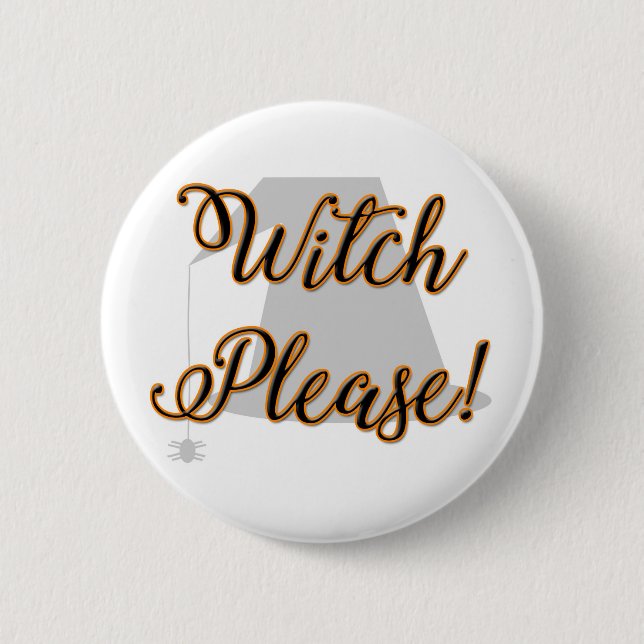 Hexe bitte lustig halloween mit Hut Button (Vorderseite)