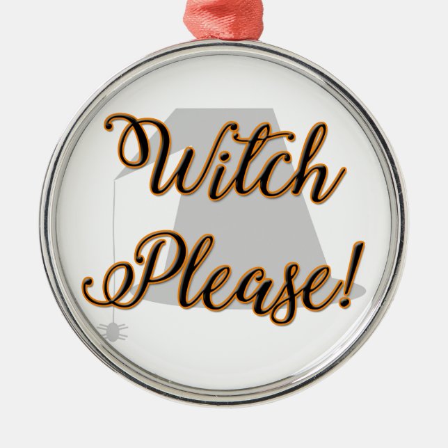 Hexe bitte lustig halloween mit Hut Silbernes Ornament (Vorne)