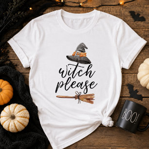 Hexe bitte lustiger Halloween-Hexenhut-Besenginste T-Shirt