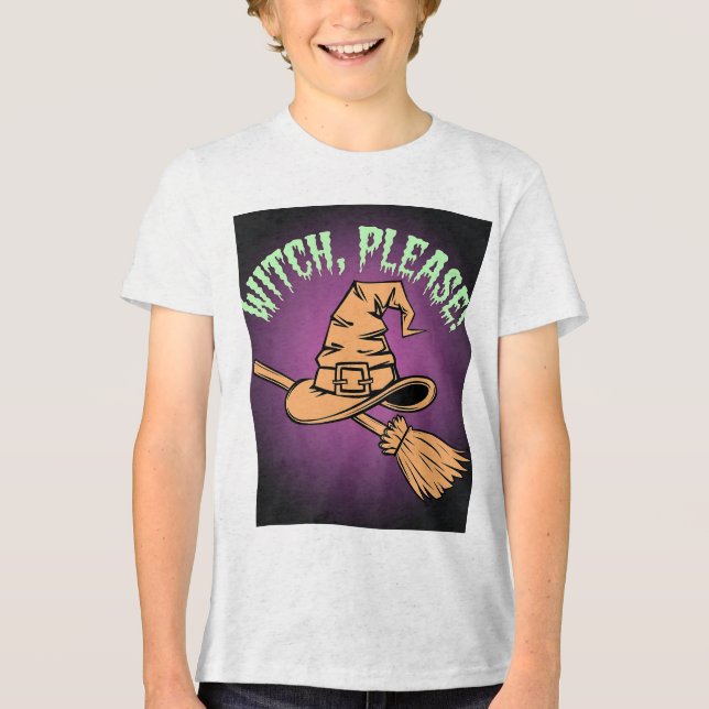 Hexe, bitte! Niedliche und leichte Halloween Kids  Tri-Blend Shirt (Vorderseite)