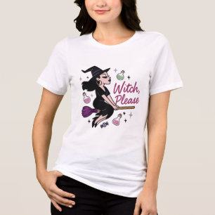 Hexe bitte Sassy Witchy Vibes Mystical Halloween Tri-Blend Shirt