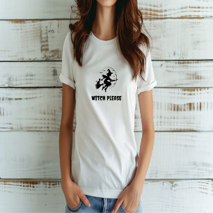 Hexe Bitte schwarz-weiße Frauen Halloween T-Shirt