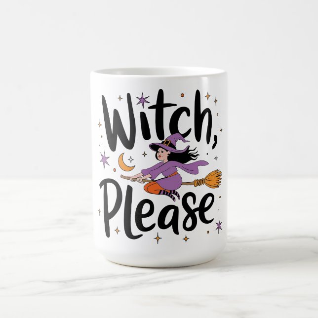 Hexe, bitte - Spaß und nüchternes Halloween-Design Kaffeetasse (Mittel)