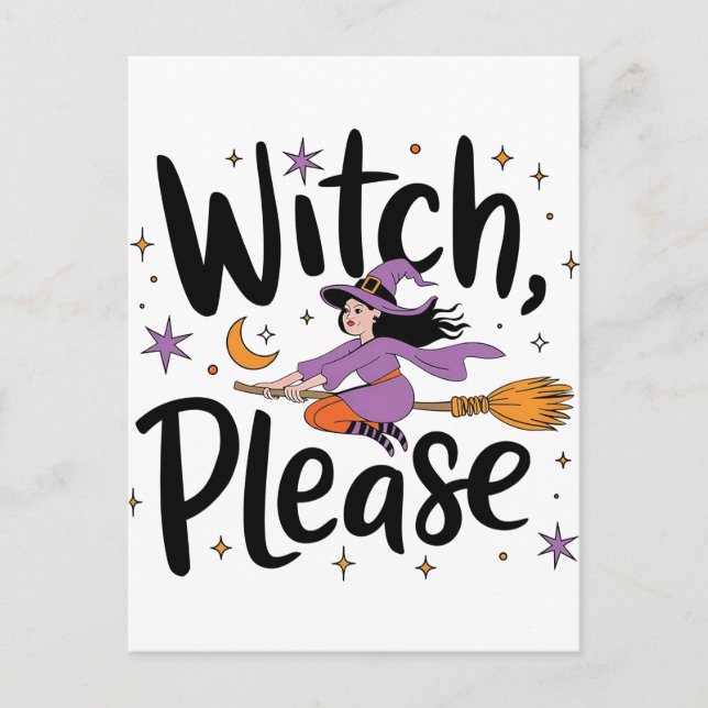 Hexe, bitte - Spaß und nüchternes Halloween-Design Postkarte (Vorderseite)